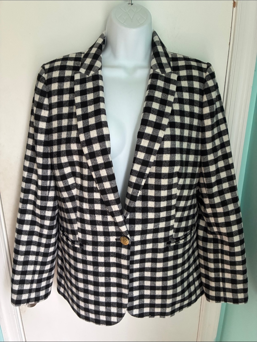 J Crew Factory Reimagined Checked Wool blend Blazer Jacket